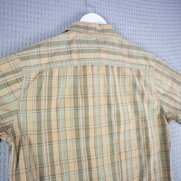 Gap 2000s Y2K Checkered Button Up Orange Mens Medium - Picture 6 of 6